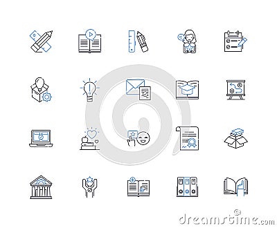 Understanding evolution line icons collection. Adaptation, Diversity, Natural selection, Genes, Fossils, Mutation Vector Illustration