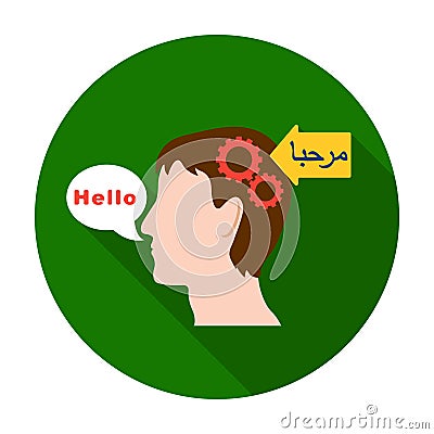 Understanding of foreign language icon in flat style isolated on white background. Interpreter and translator symbol Vector Illustration