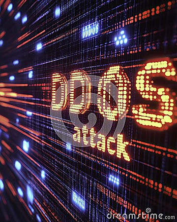 Understanding DDoS Attacks Through Data Visualization in a Digital Environment at Night Stock Photo