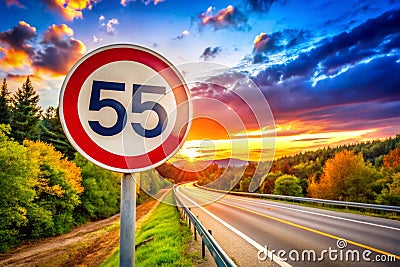 Understanding Speed Limit Conversions: Converting 65 Miles Per Hour to Kilometers Per Hour on a Stock Photo