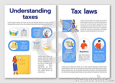 Understanding taxes flat vector brochure template Vector Illustration