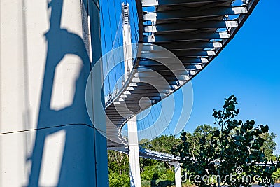 Undersurface of the Bob Kerrey foot bridge at Omaha Nebraska Stock Photo