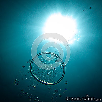 Underwater Air Bubble Ring Stock Photo