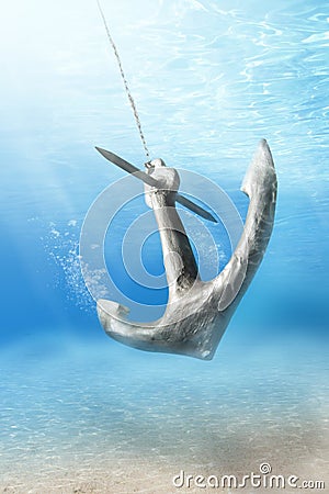 Underwater anchor Stock Photo