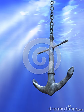 Underwater anchor Cartoon Illustration