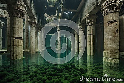 underwater ancient town Stock Photo