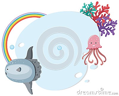 Underwater animals banner template Vector Illustration