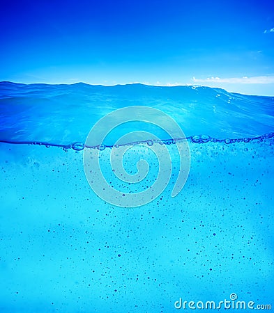 Underwater background ready for design. Clean and clear waterline Stock Photo