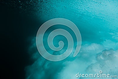 Underwater barrel wave in Oahu. Stock Photo