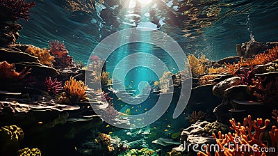 Underwater Beauty Exploring Vibrant Coral Reefs Generative AI Stock Photo