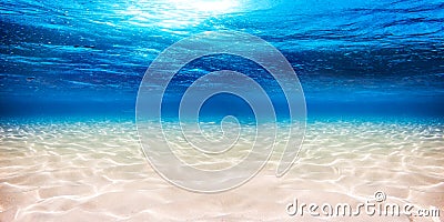 Underwater blue ocean sandy background Stock Photo