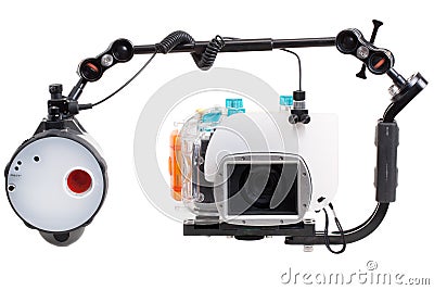 Underwater camera with strobe Stock Photo