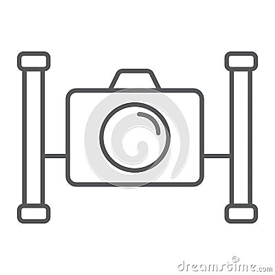 Underwater camera thin line icon, diving Vector Illustration