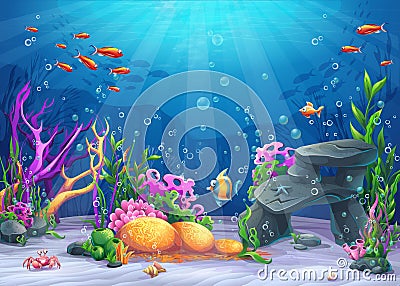 Underwater cartoon illustration Vector Illustration