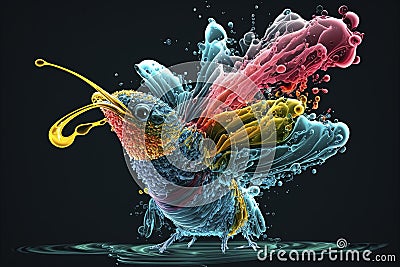 Color made artwork of the underwater creature presenting the beauty of life in pure color Stock Photo