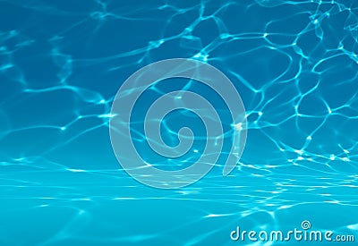 Underwater 3D Rendered Blue Pool Reflection Background Cartoon Illustration