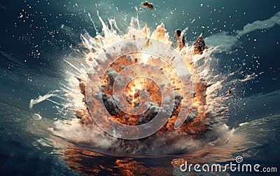 Underwater Explosion: A Dramatic Visual of Intense Power and Energy. created by generative artificial intelligence Stock Photo