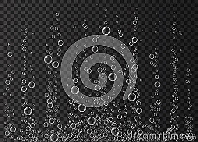 Underwater fizzing air bubbles on transparent background. Vector Illustration