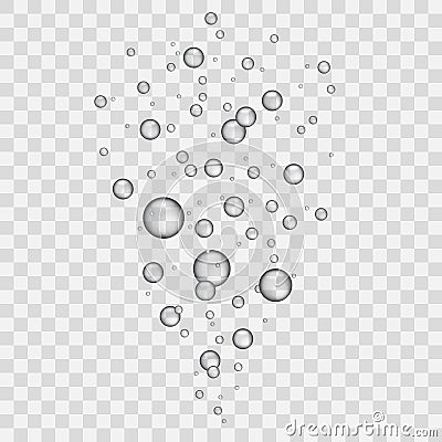 Underwater fizzing air bubbles on transparent background - vector Vector Illustration