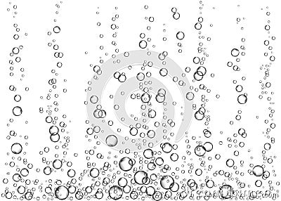 Underwater fizzing air bubbles or soda pop on white background Vector Illustration