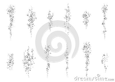 Underwater fizzing air, water or oxygen bubbles on white backg Vector Illustration