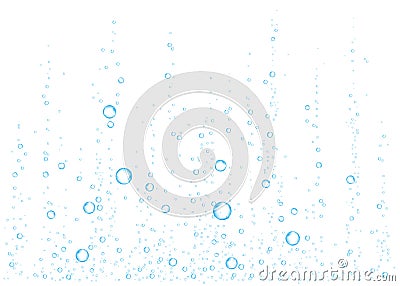 Underwater fizzing air, water or oxygen bubbles. Vector Illustration