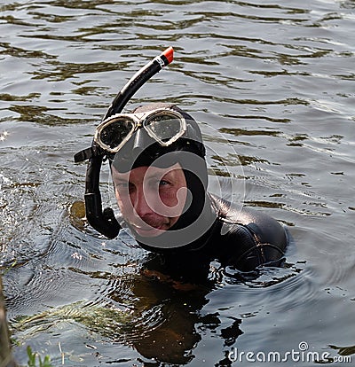 Underwater hunter Stock Photo
