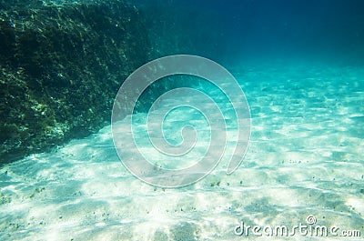 Underwater landscape, sandy bottom Stock Photo