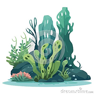 Underwater nature seaweed Vector Illustration