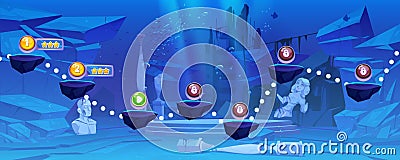 Underwater ocean game level map ui cartoon vector Vector Illustration