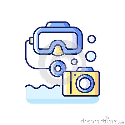 Underwater photography RGB color icon Vector Illustration