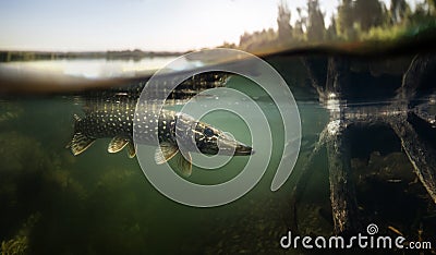 Underwater Pike predator. Stock Photo