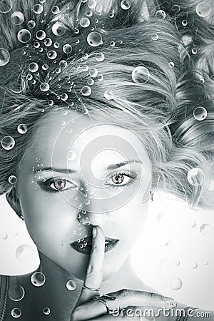 Underwater portrait of beautiful young woman Stock Photo