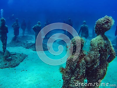 Underwater sculpture park in Lanzarote, Canary Islands Editorial Stock Photo