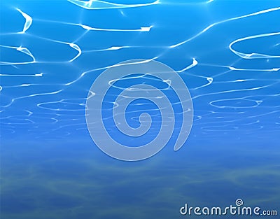 Underwater sea ocean water background. Vector aquarium underwater deep surface rays Vector Illustration