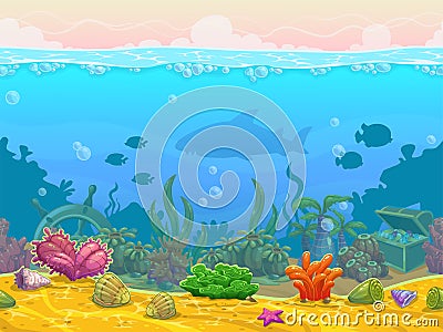 Underwater seamless landscape Cartoon Illustration