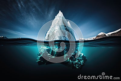 Underwater shot of an iceberg floating in water Stock Photo