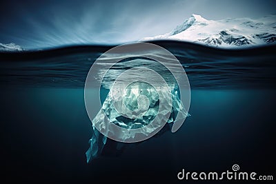 Underwater shot of an iceberg floating in water Stock Photo