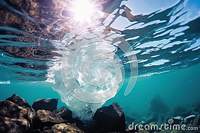 Underwater shot of an iceberg floating in water Stock Photo