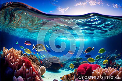 Underwater tropical coral reef Stock Photo