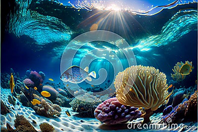 Underwater tropical coral reef Stock Photo