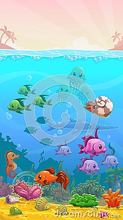 Underwater tropical illustration Cartoon Illustration