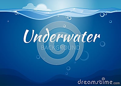 Underwater vector background in comic book style Vector Illustration