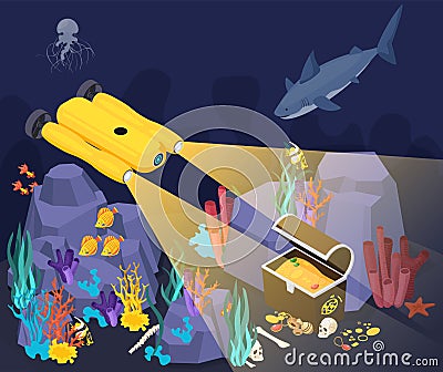 Underwater Vehicles Machines Isometric Composition Vector Illustration