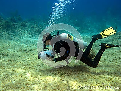 Underwater Videographer Stock Photo