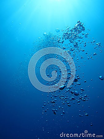 Underwater view of air bubbles Stock Photo