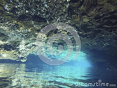 Underwater view of Cenotes Turtle House Tulum in Yucatan, Mexico Stock Photo