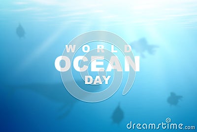 Underwater view with World Ocean Day text Stock Photo