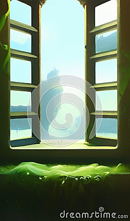 Underwater window - abstract digital art Stock Photo