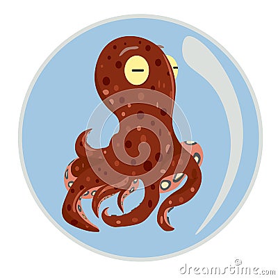 Underwater world, beautiful and cute spotted octopus. Vector graphics Vector Illustration